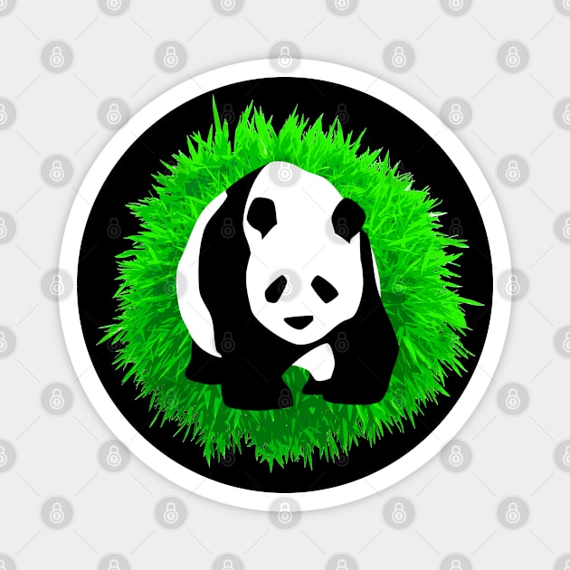 🐼 Cute Panda Illustration, Posed in front of a Bamboo Tree Magnet by Pixoplanet